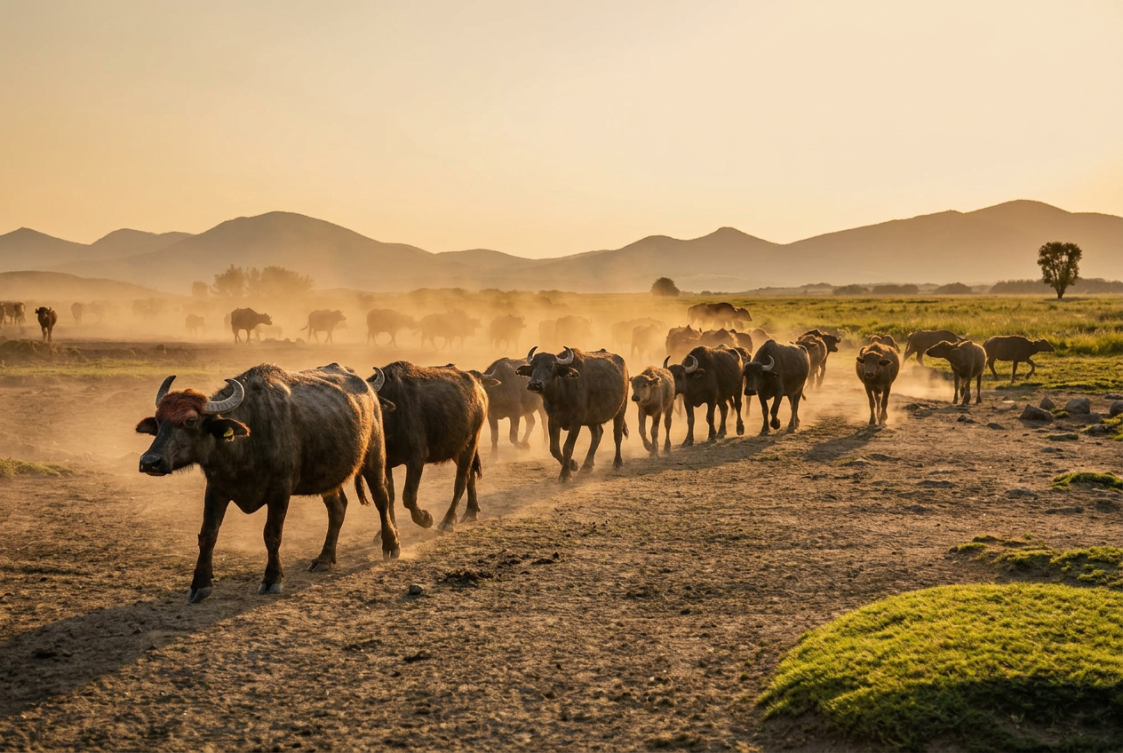 Cattle ranch on a deforestation frontier in Peru